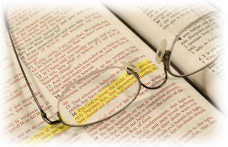 picture of open Bible and glasses